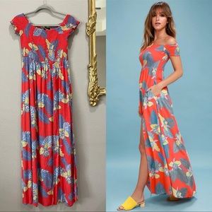 Lulu's Patsy Red Floral Leaf Dress, size XL